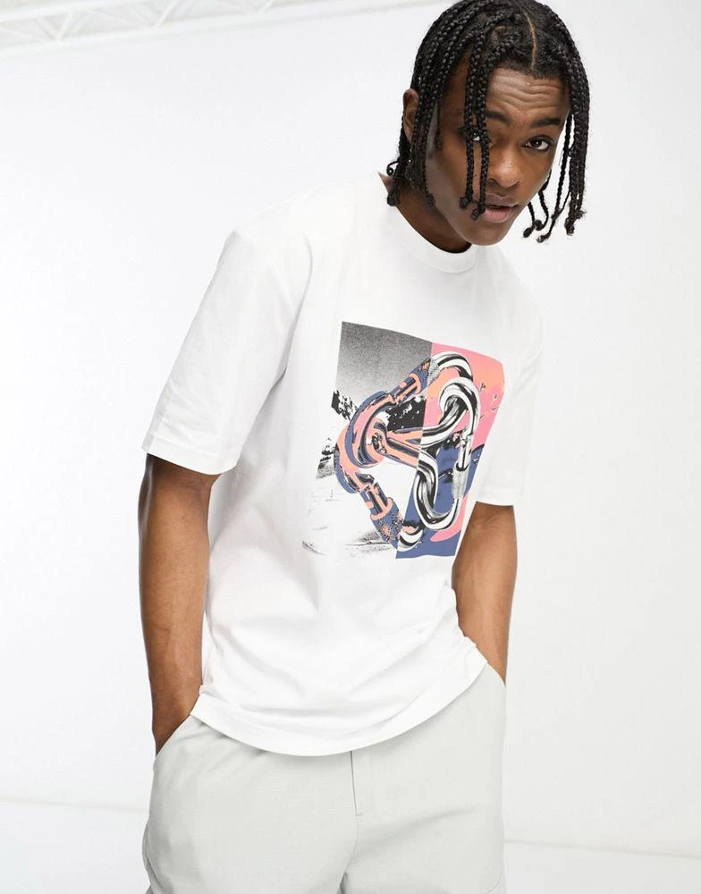 The North Face The North Face NSE Carabiner chest graphic heavyweight oversized t-shirt in white 1
