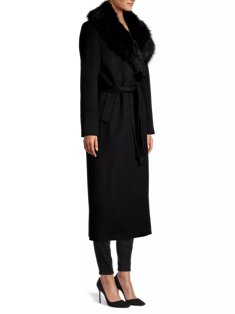 Sofia Cashmere Shearling Long Belted Wrap Coat 4