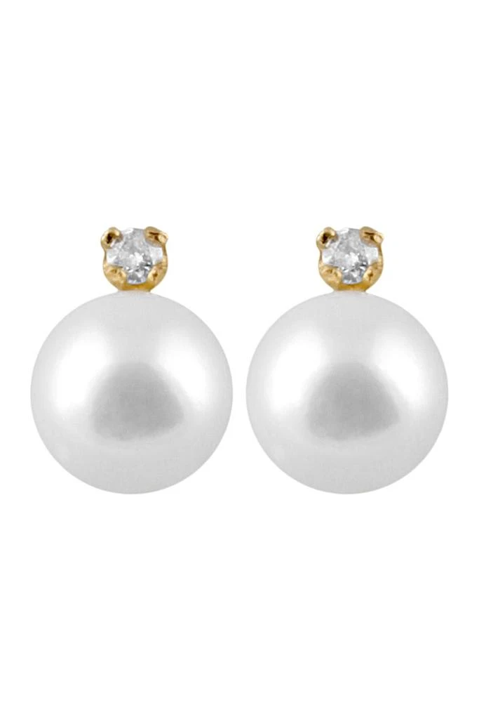 Splendid Pearls Freshwater Pearl & Diamond Stud Earrings - 0.02ct. 1