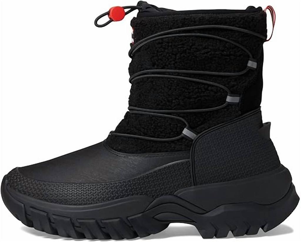 Hunter Women's Wanderer Short Sherpa Snow Boot In Black
