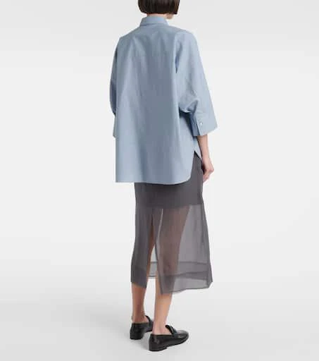 Brunello Cucinelli Floral-appliqué cotton-blend shirt 3