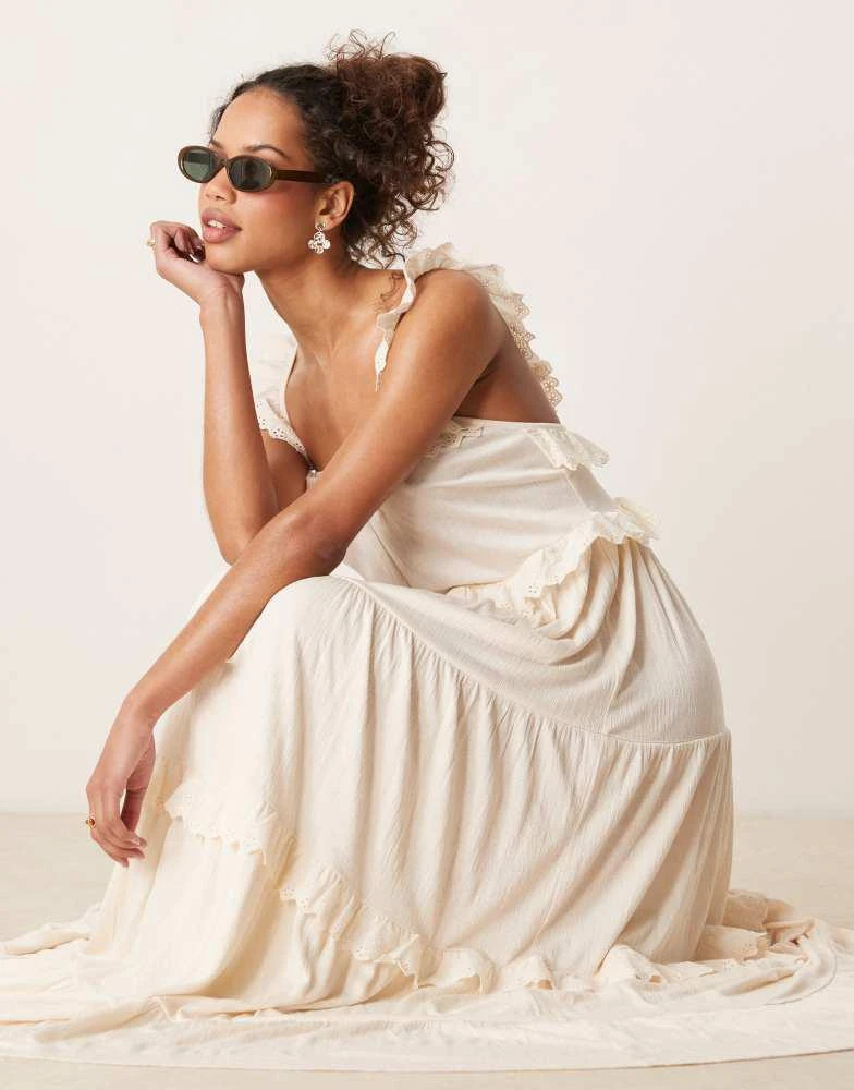 Shop ASOS DESIGN lace insert ruffle tiered swing maxi dress in