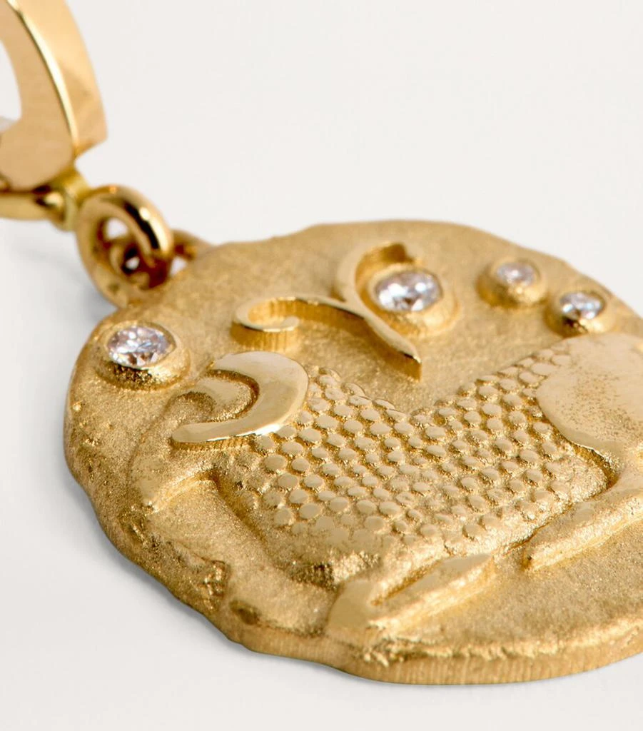 Azlee Small Yellow Gold and Diamond Aries Coin Charm 5