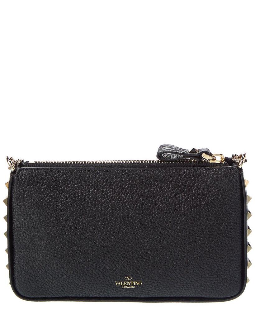 Valentino Valentino Rockstud Grainy Leather Wallet On Chain