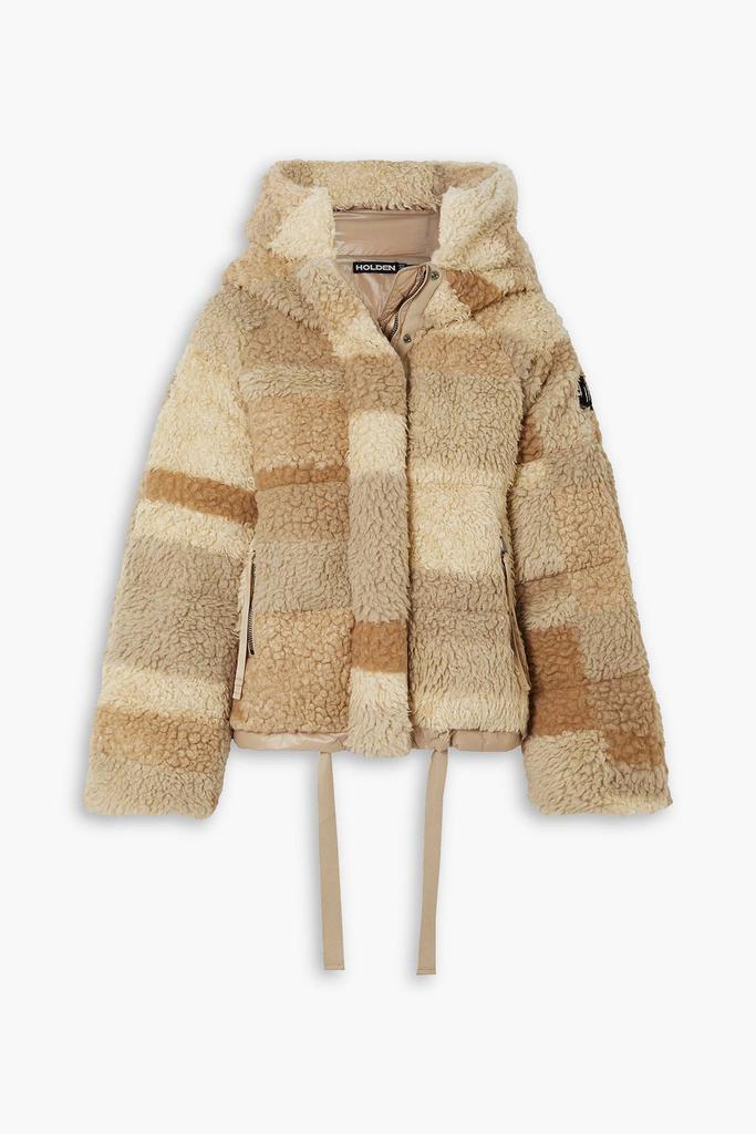 Holden Sherpa quilted faux shearling hooded down jacket