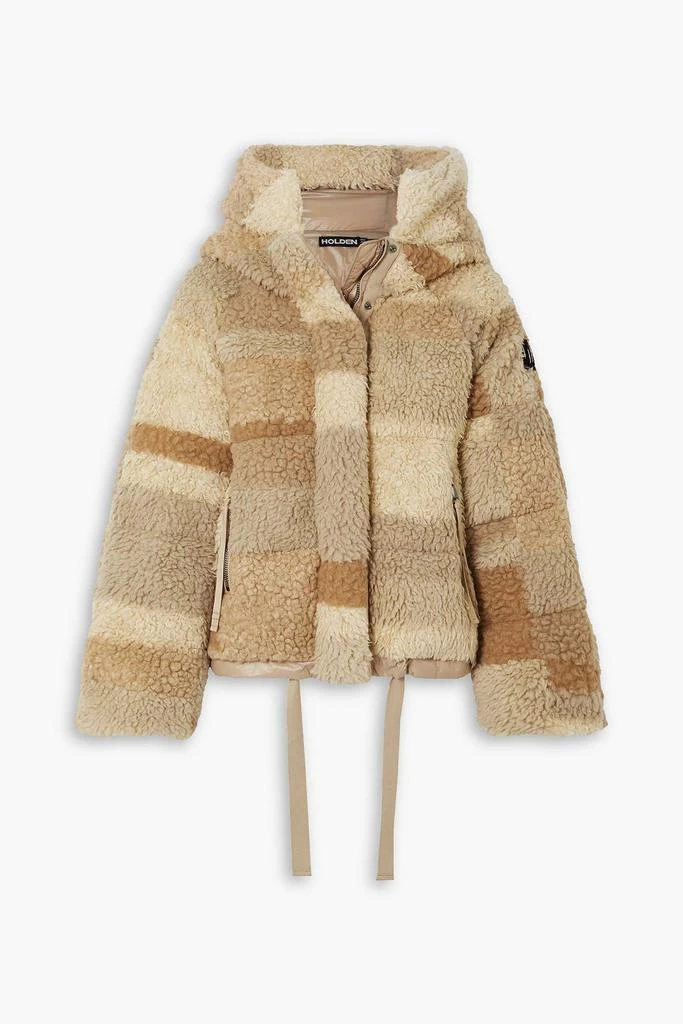 Holden Sherpa quilted faux shearling hooded down jacket 1