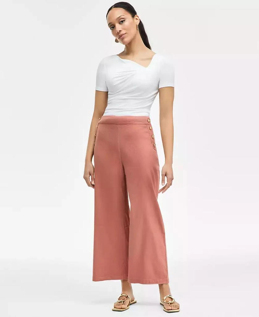 INC International Women's Button-Trim Wide-Leg Pants, Created for Macy's 1