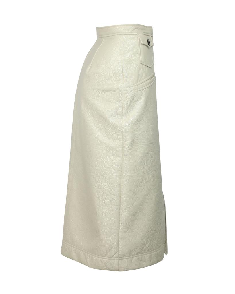 ALEXACHUNG Alexa Chung Midi Pencil Skirt in White Cream PVC