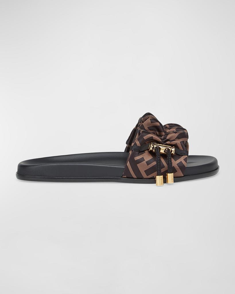 Fendi Fendi Roma Wide Band Leather Slides Shoes - Slippers