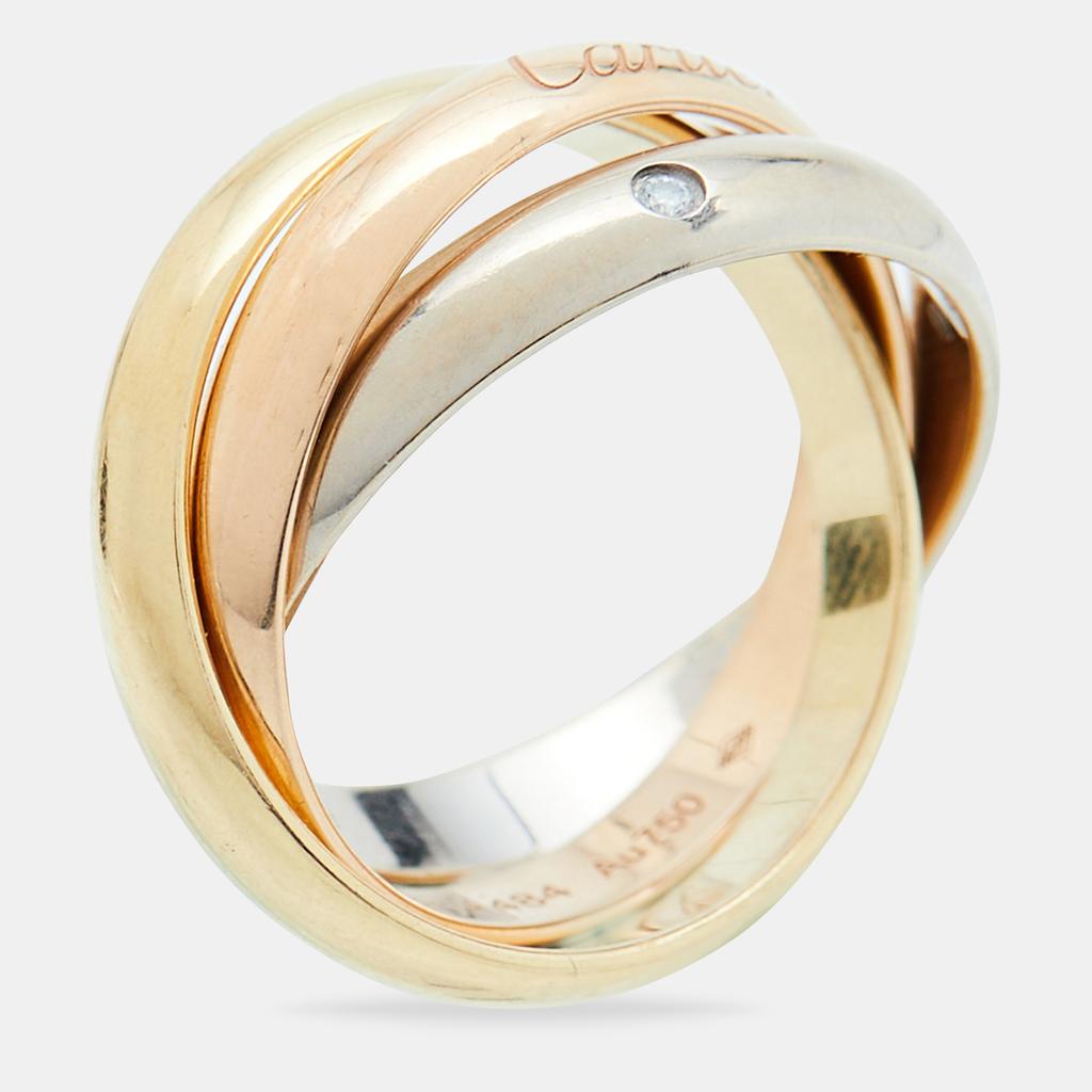 Cartier Cartier Trinity Diamonds 18k Three Tone Gold Ring Size 52