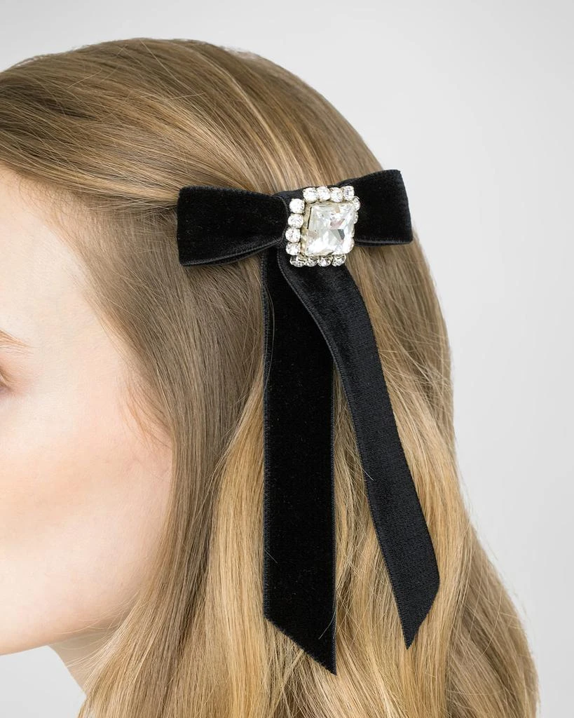 Jennifer Behr Zelina Embellished Velvet Bow Barrette 2