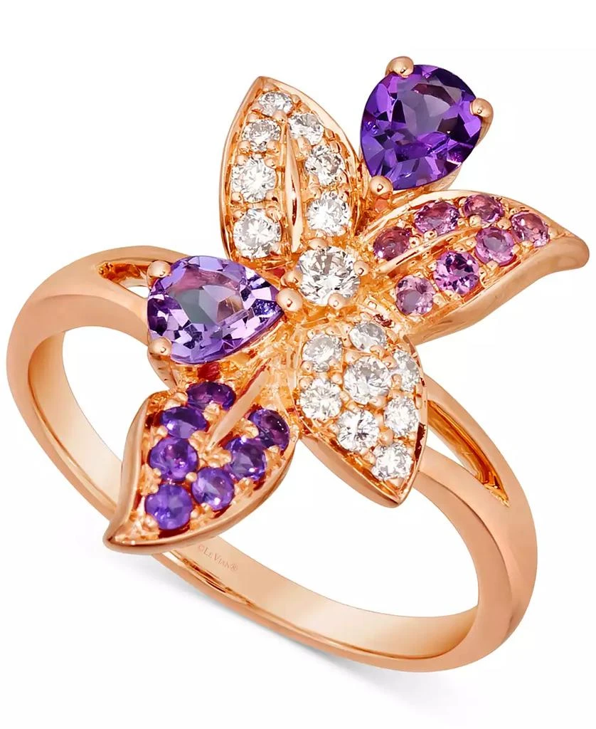 Le Vian Multi-Gemstone (5/8 ct. t.w.) & Nude Diamond (1/4 ct. t.w.) Flower Ring in 14k Rose Gold 1
