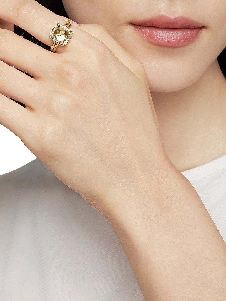 David Yurman Chatelaine Pavé Bezel Ring in 18K Yellow Gold 7