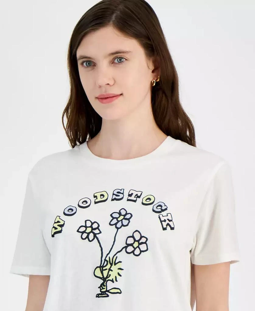 Love Tribe Juniors' Peanuts Woodstock Bouquet Crewneck Tee 3