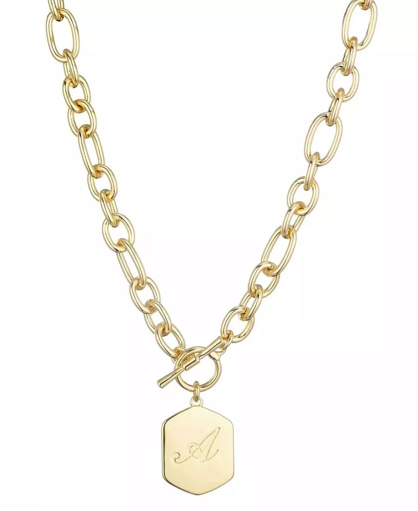 ADORNIA Gold Monogram Initial Chunky Toggle Necklace 2