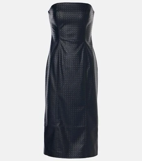 ROTATE Birger Christensen Strapless faux leather midi dress 1