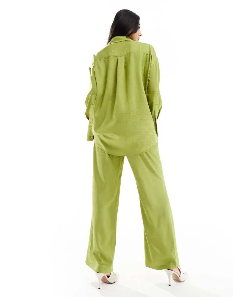 4th & Reckless 4th & Reckless satin wide leg trousers co-ord in lime 4