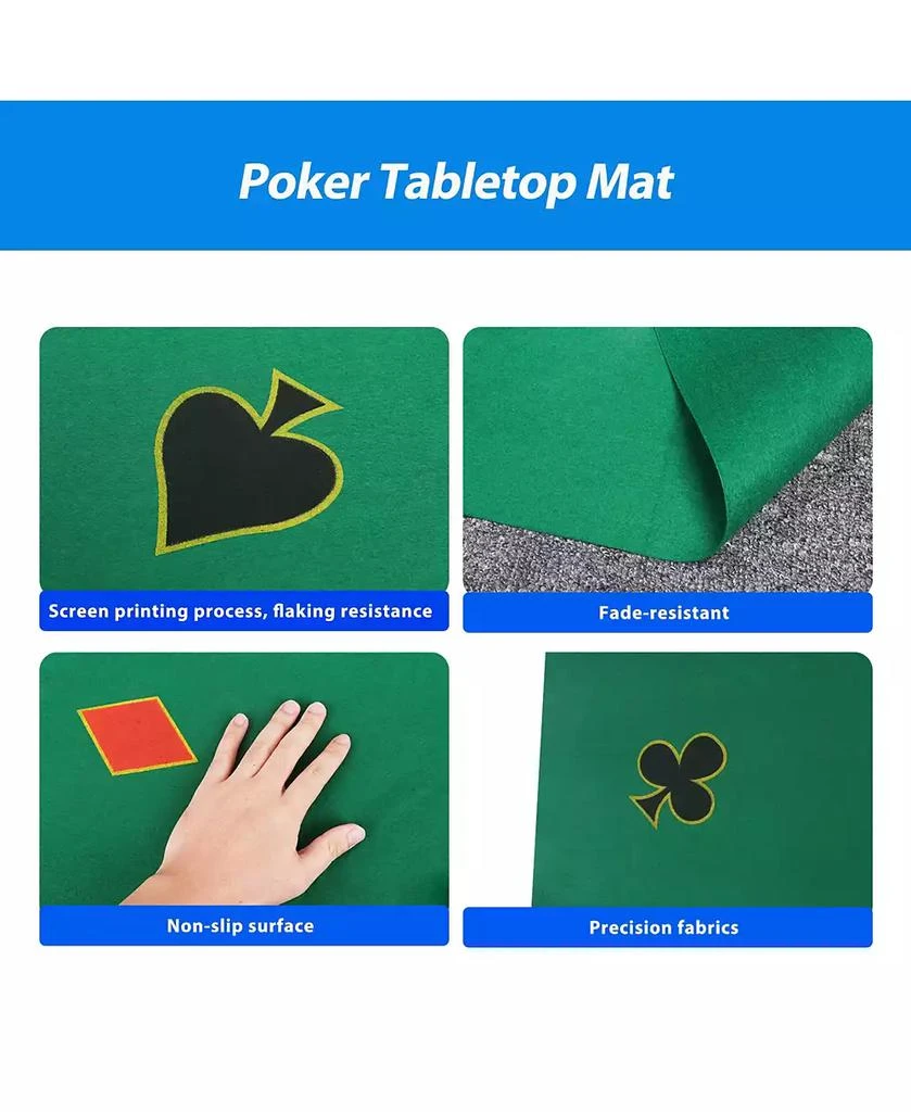 GSE Games 
Sports Expert 40" x 40" Poker Card Playing Tabletop Felt, Casino Playing Card Poker Layout Mat for Table Top 4