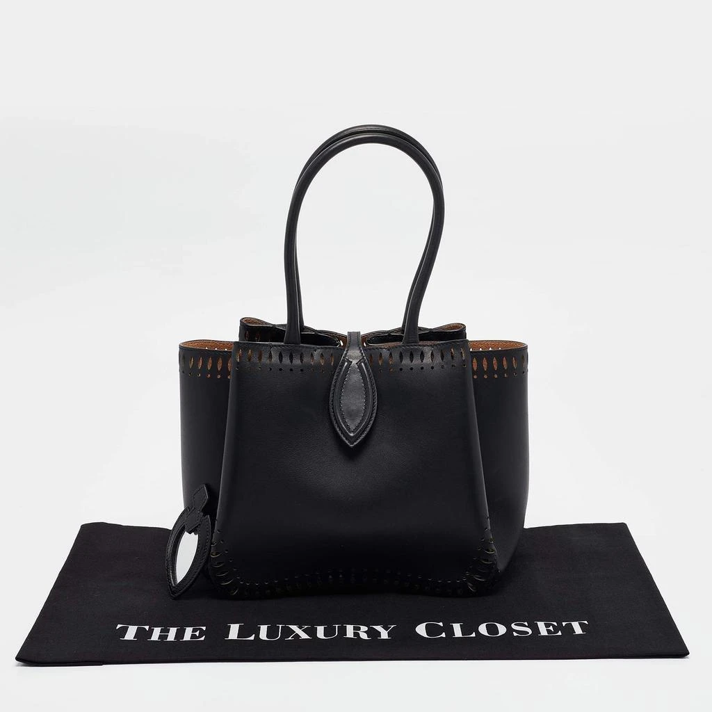 Alaia Alaia Black Laser Cut Leather Angele 20 Petal Tote 9