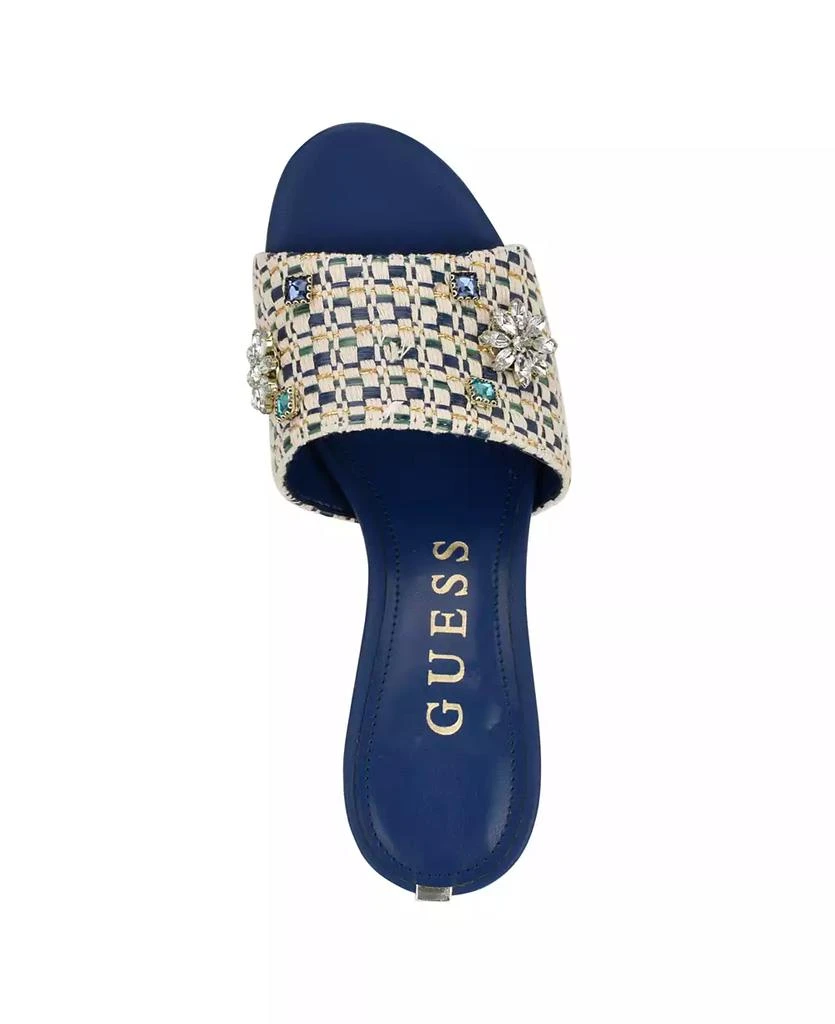 GUESS Women's Weekful Embellished Mid Heel Sandals 4
