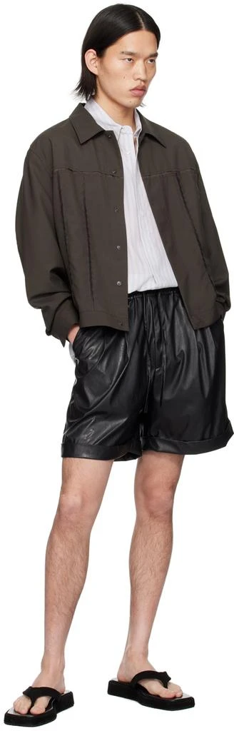 Youth Black Pleated Faux-Leather Shorts 4