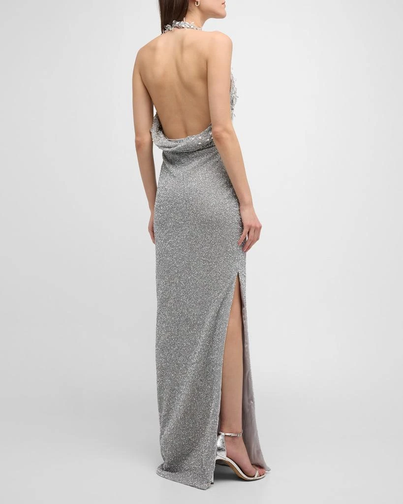 Pamella Roland Beaded Halter Gown with Crystal Embellishment 5