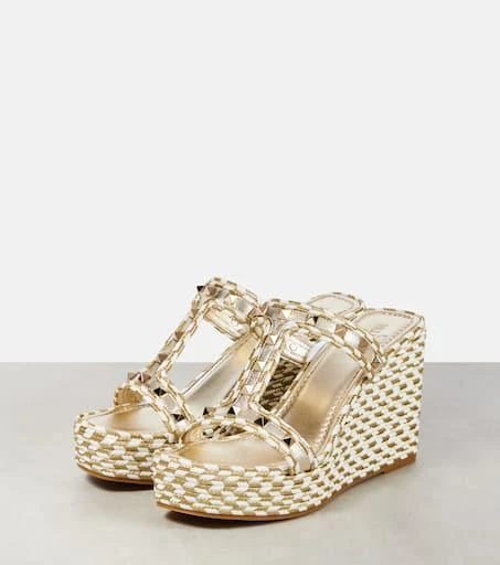 Valentino Rockstud woven wedge sandals 5