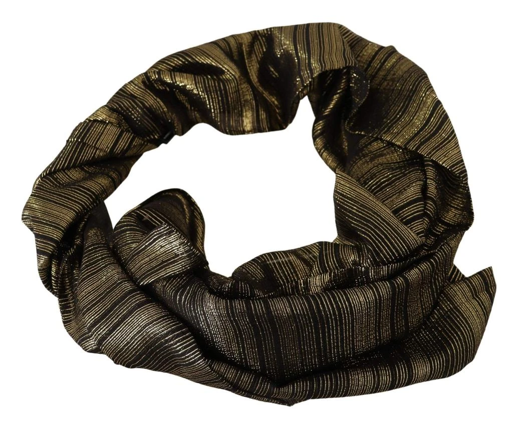 Dolce & Gabbana Dolce & Gabbana Metallic Gold Silk Stretch Shawl Wrap Scarf 2
