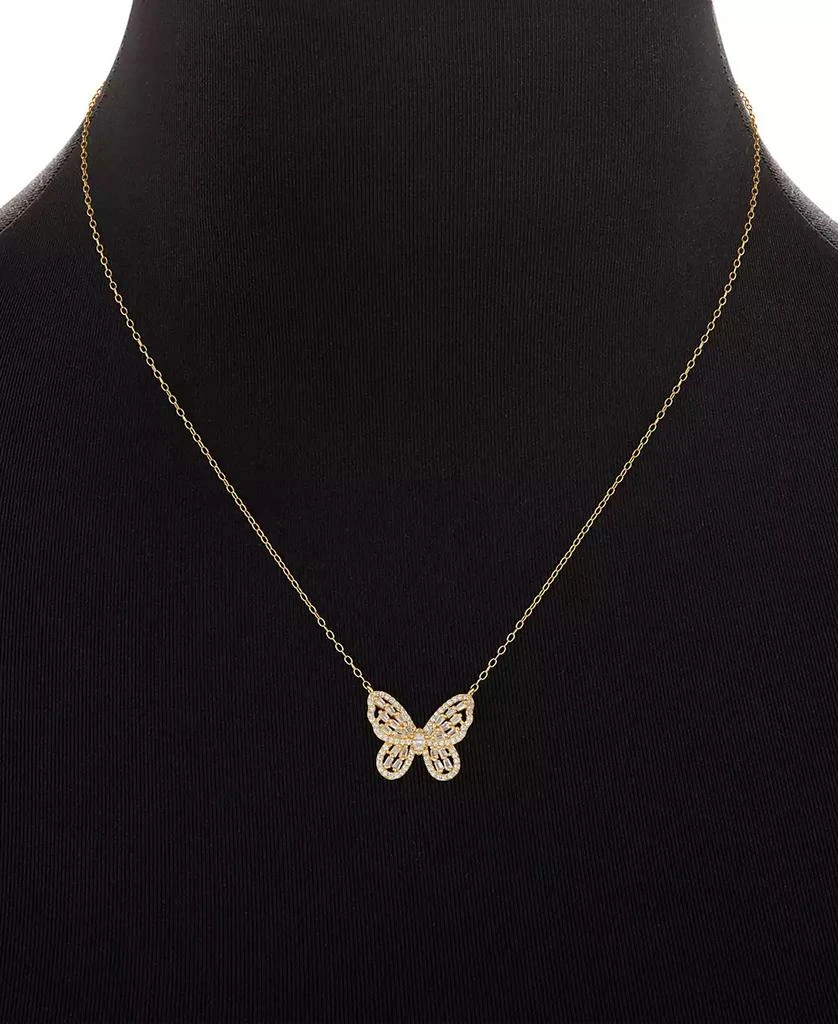Holiday Lane Cubic Zirconia Butterfly Pendant Necklace in 18k Gold-Plated Sterling Silver, 16" + 2" extender, Created for Macy's 2
