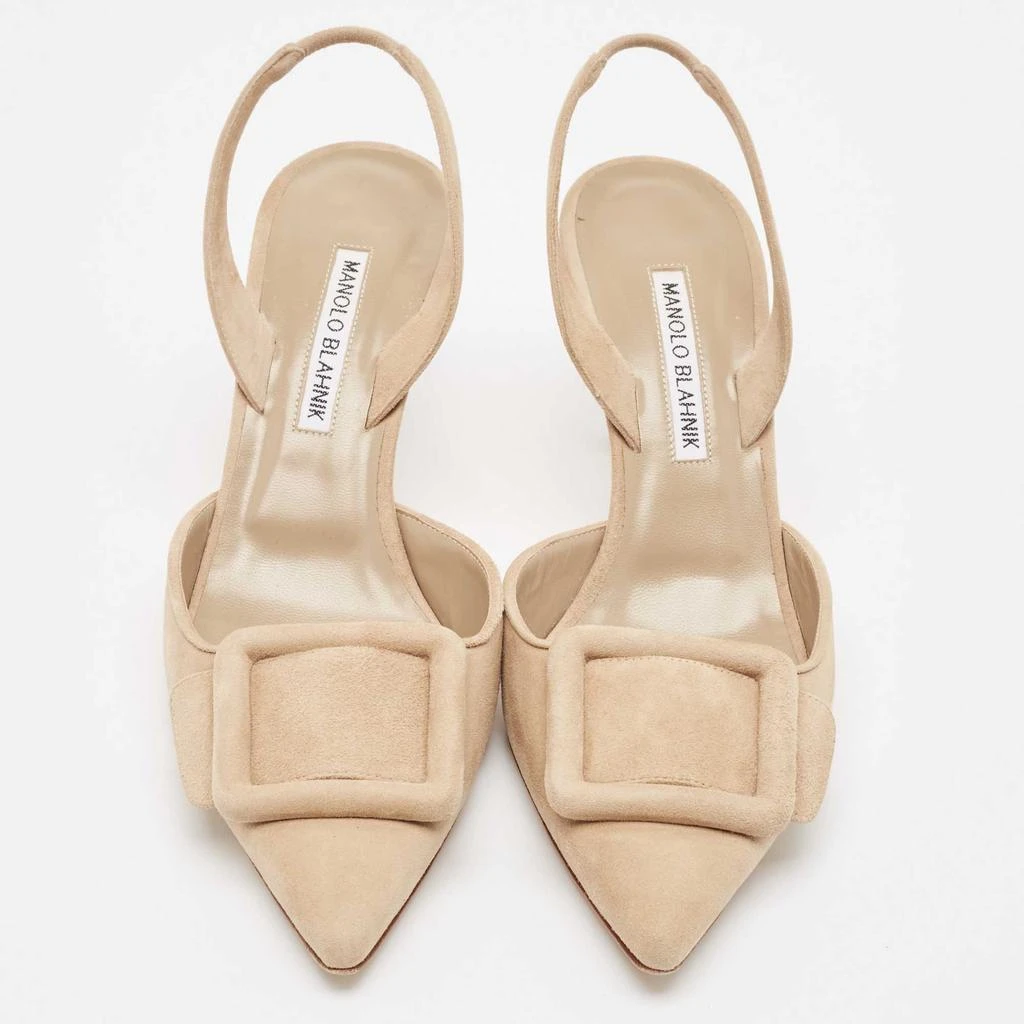 Manolo Blahnik Manolo Blahnik Beige Suede Maysli Slingback Pumps Size 39 3
