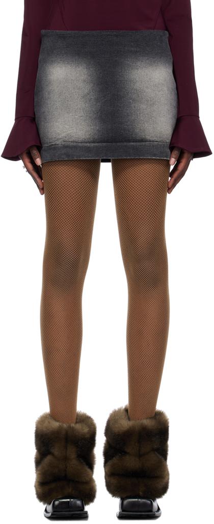 FIDAN NOVRUZOVA Black Faded Denim Miniskirt