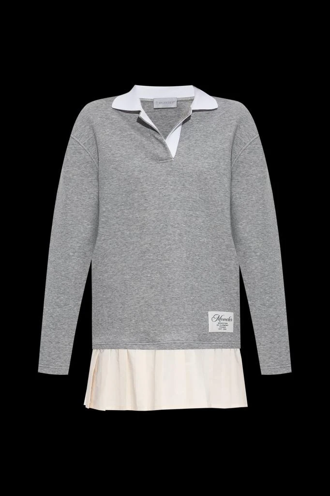 Moncler Moncler Pleated Logo Patch Long-Sleeved Polo Dress 1