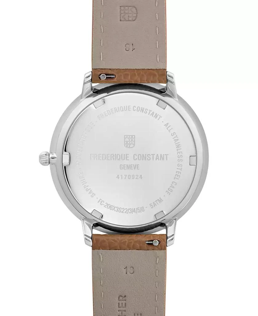 Frederique Constant Men's Classics Quartz Moonphase Brown Leather Strap Watch 39mm 3