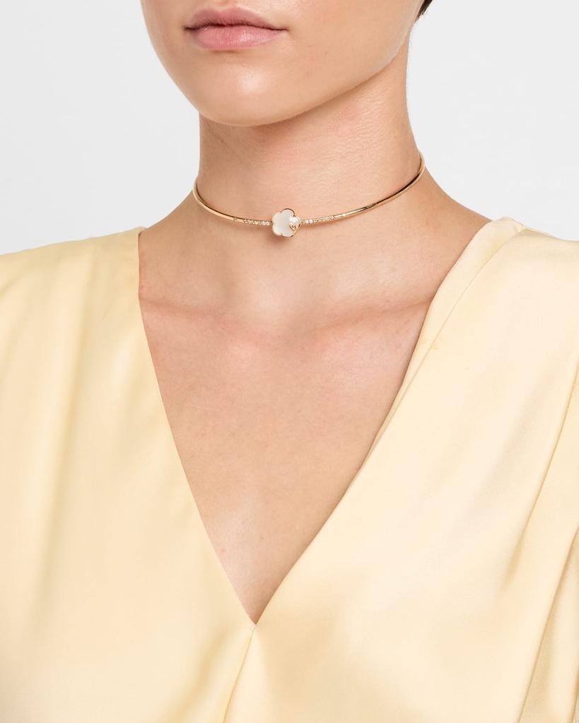 Pasquale Bruni Ton Joli 18K Rose Gold Diamond Choker Necklace with Moonstone and Mother-of-Pearl