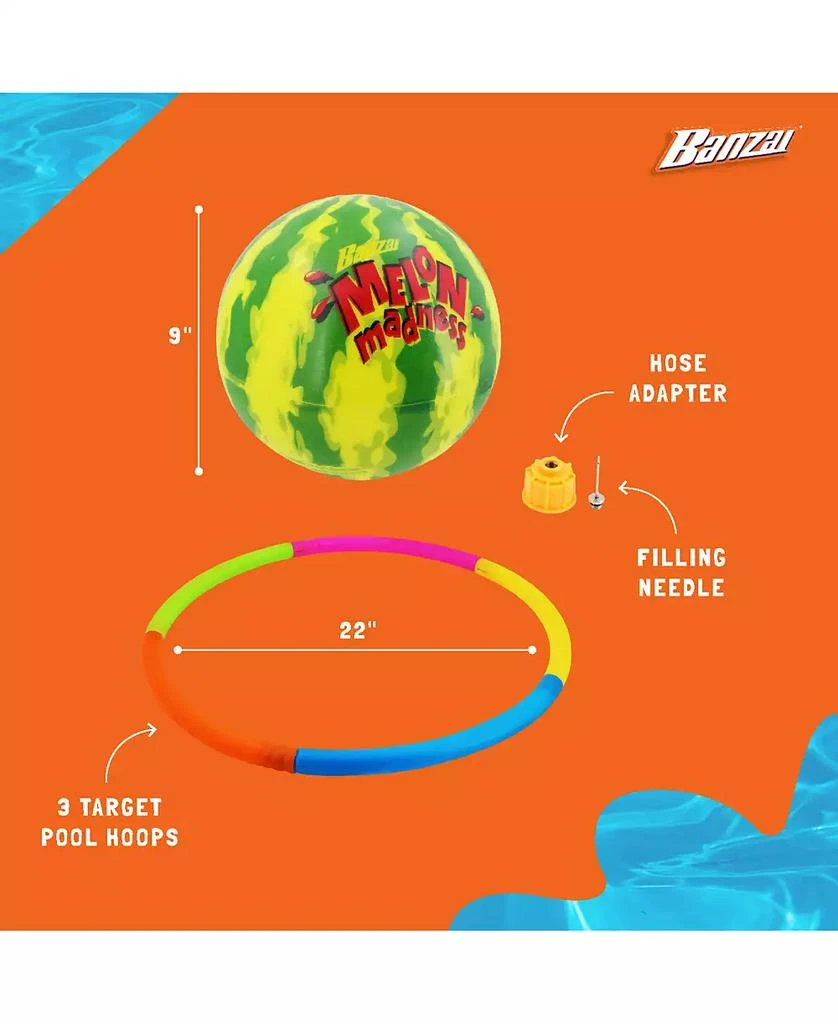 Banzai Melon Madness Pool Challenge Underwater Water-Filled Ball w/ Target Hoop 2