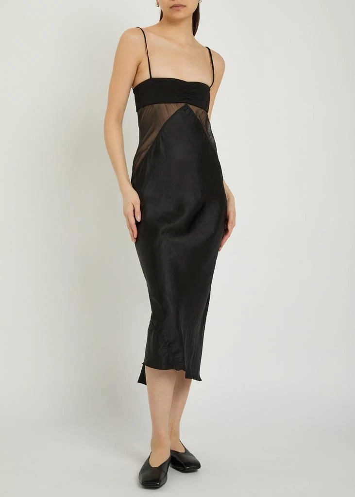 Rick Owens Panelled satin midi slip dress 4
