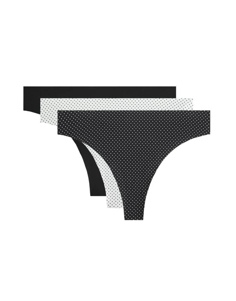 OYSHO OYSHO 3 invisible polyamide blend thongs in black