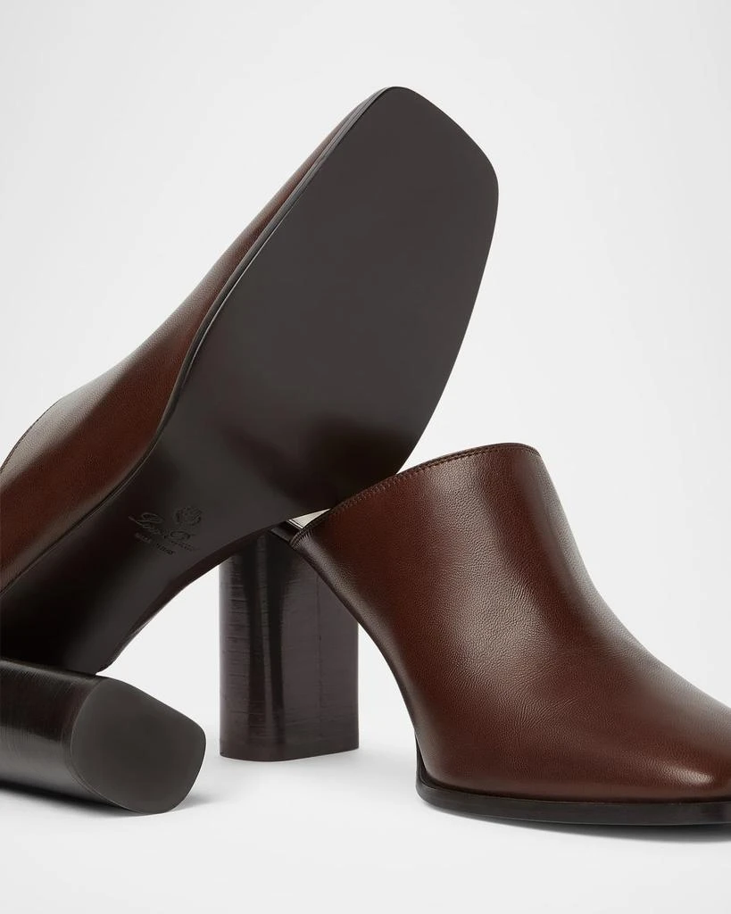 Loro Piana Alba Leather Square-Toe Mules 6