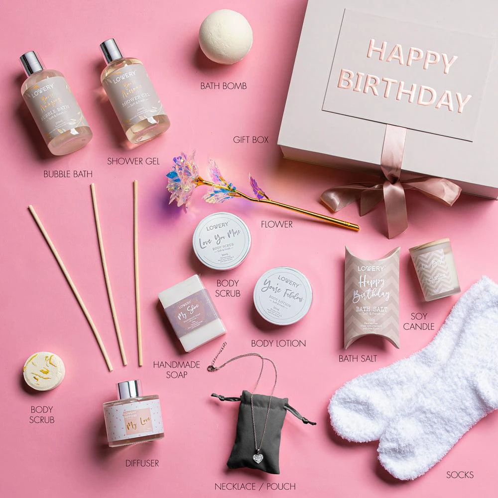 Lovery Birthday Gift Basket - Bath & Spa Gift Set for Women - Luxury Birthday Spa Gift Box 2