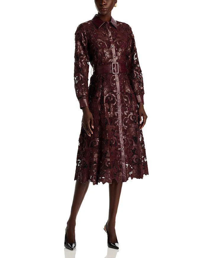 chinese dress ladies Faux Leather Lace Illusion Midi Dress – bebe