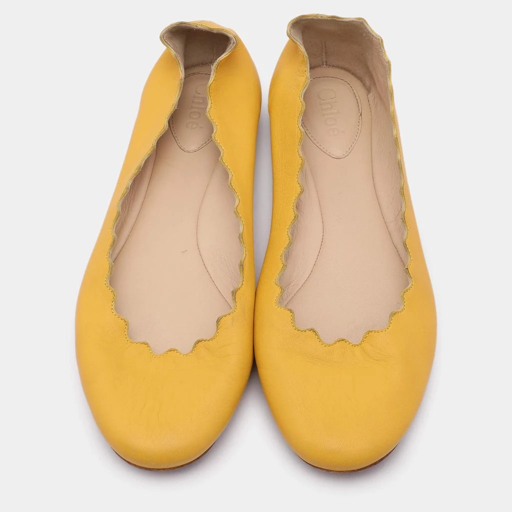 Chloé Chloe Yellow Leather Scalloped Ballet Flats Size 35 3