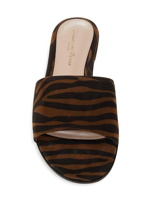 Gianvito Rossi Tiger Print Suede Flat Sandals 5