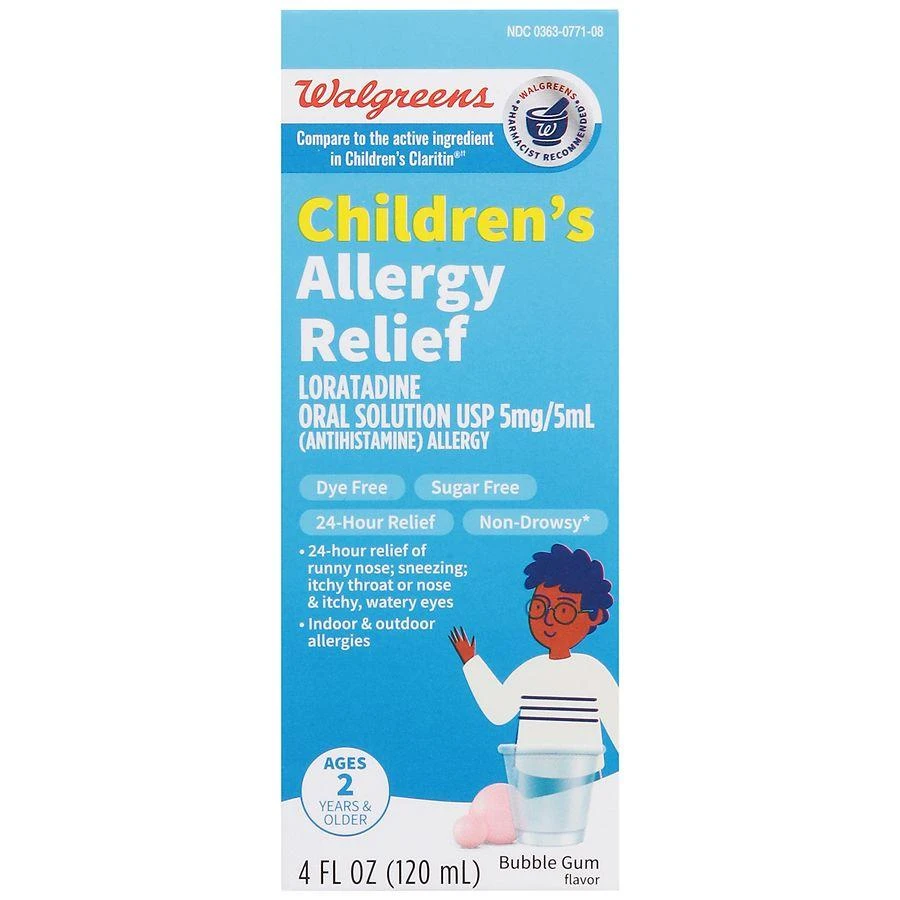 Walgreens Children's Allergy Relief Loratadine Dye-Free Liquid Bubble Gum 1