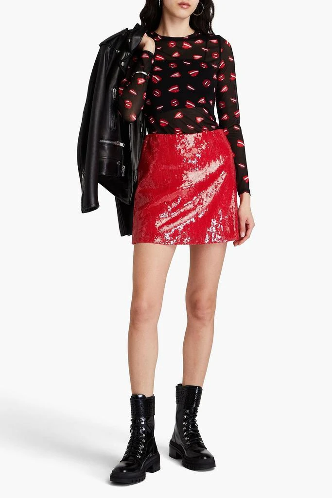 Alice + Olivia Printed mesh top 2