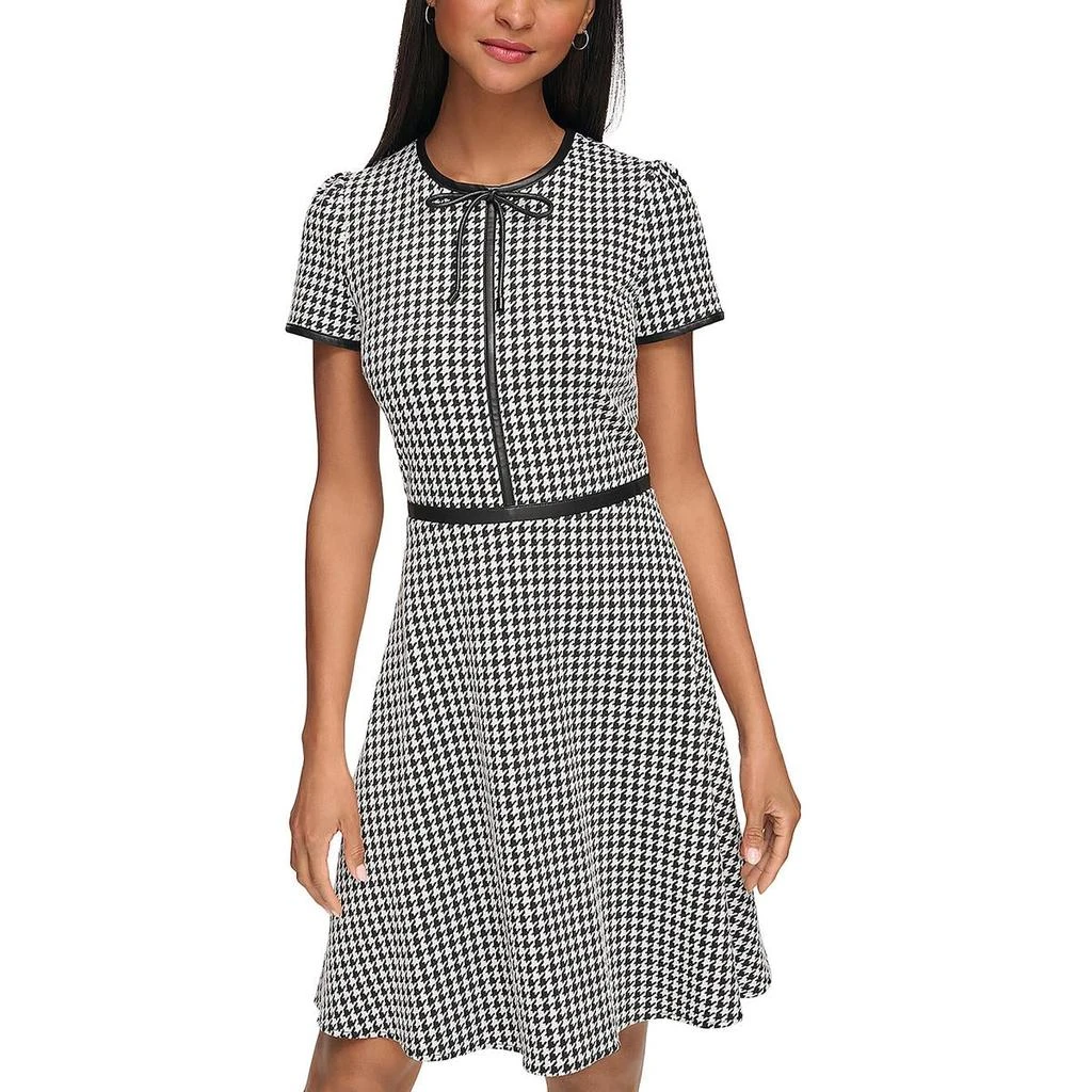 Karl Lagerfeld Paris Womens Houndstooth Bow Neck Mini Dress 3