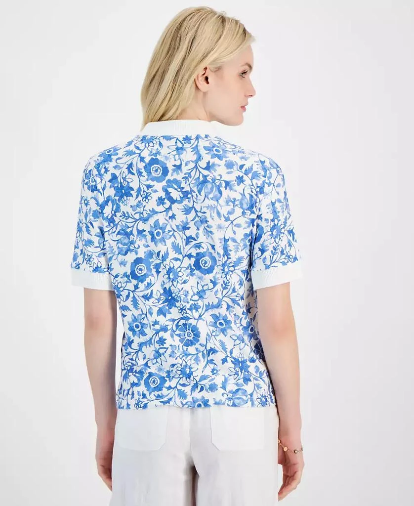 Tommy Hilfiger Women's Indigo Garden Printed Polo Top 3
