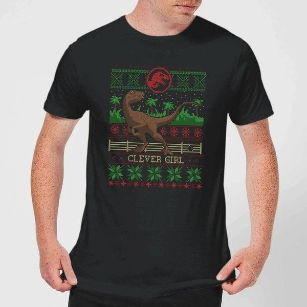Jurassic Park Jurassic Park Clever Girl Men's Christmas T-Shirt - Black 1