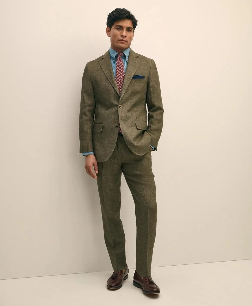 Brooks Brothers Slim Fit Houndstooth Linen Suit Jacket 3