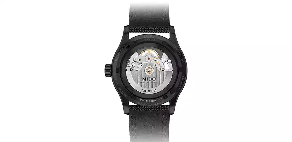 MIDO Men's Swiss Automatic Multifort Skeleton Vertigo Black and Orange Fabric Strap Watch 42mm 2