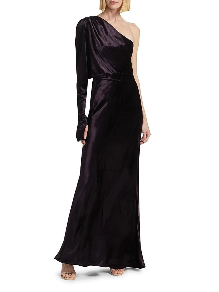 Zimmermann Asymmetric Velvet One-Shoulder Gown 3